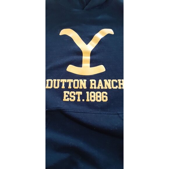 YellowStone Dutton Ranch Est. 1886 Pullover Hoodie Mens Medium Black Yellow - Picture 6 of 8